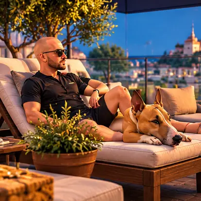Dan and Jax relaxing at home